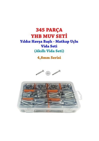 345 Parça Yhb Muv Seti - Matkap Uçlu Vida - 4.8 MM Serisi