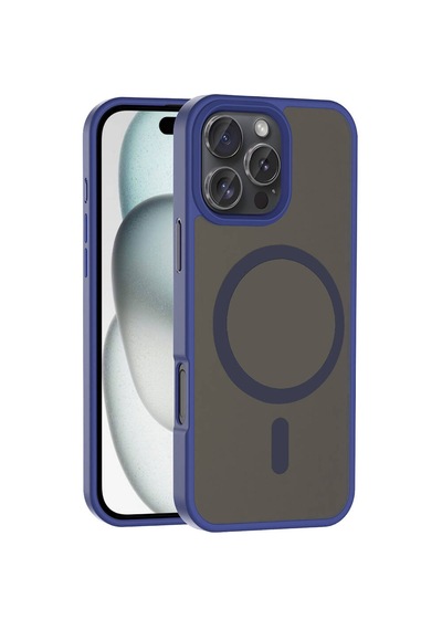 Apple, Uyumlu iPhone 16 Pro Kılıf M-safe Şarj Özellikli Mat Arka Yüzey Zore Sio Kapak Lacivert