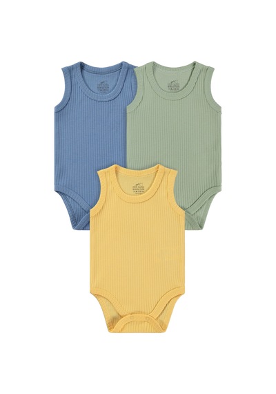 Minidamla Baby Minidamla Askılı Basic 3'lü Set 1-18 Ay Çıtçıtlı Badi - Mavi Koyu Mavi