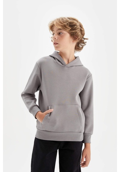 DeFacto Erkek Çocuk Cepli Kapüşonlu Kalın Okul Sweatshirt C7565A824AUGR436 DeFacto Erkek Çocuk Cepli Kapüşonlu Kalın Okul Sweatshirt C7565A824AUGR436
