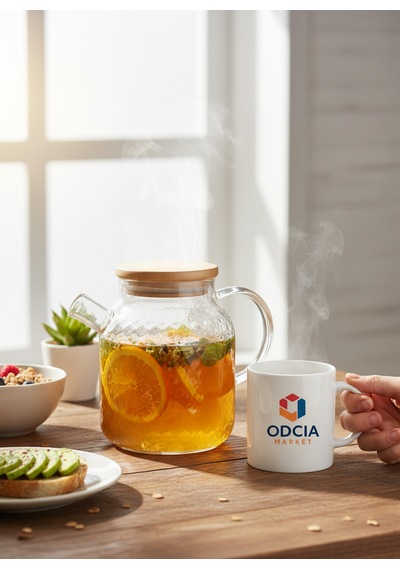Pineapple Isıya Dayanıklı 1800 Ml Borosilikat Cam , Bambu Kapaklı Süzgeçli Demlik Şeffaf