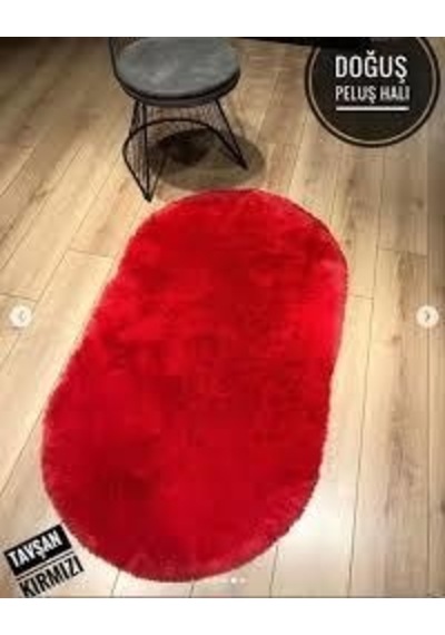 Doğuş Peluş Oval Post Halı Tavşan Kırmızı