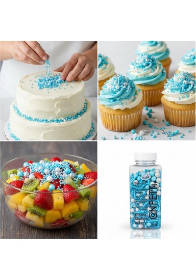 Konfeti Şeker Mavi 250 G Pasta, Cupcake Ve Tatlı Süsleme İçin Renkli Dekor Şekeri