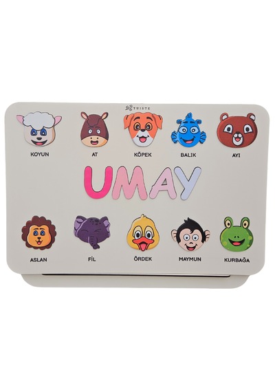 İsimli Ahşap Montessori Oyuncak Puzzle, Yenidoğan Bebek - Doğum Günü - Baby Shower Hediyesi Set 3