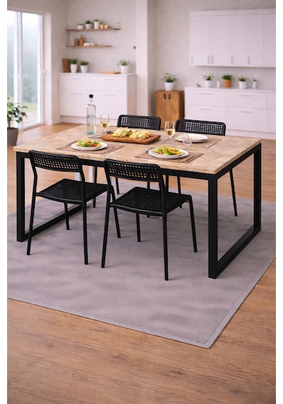 5'li Mutfak Masa Takımı, 4 Sandalye Ve 1 Masa, Yemek Odası, Bahçe Takımı, 4 Kişilik, Metal Ayaklı Masa: Merkür/siyah- Sandalye: Siyah 5'li Mutfak Masa Takımı, 4 Sandalye Ve 1 Masa, Yemek Odası, Bahçe Takımı, 4 Kişilik, Metal Ayaklı Masa: Merkür/siyah- Sandalye: Siyah