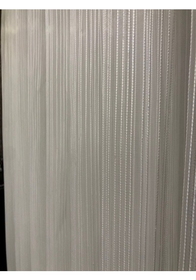 Rüyaper Çizgili Tül Perde 1/3 Sık Pile Ekru