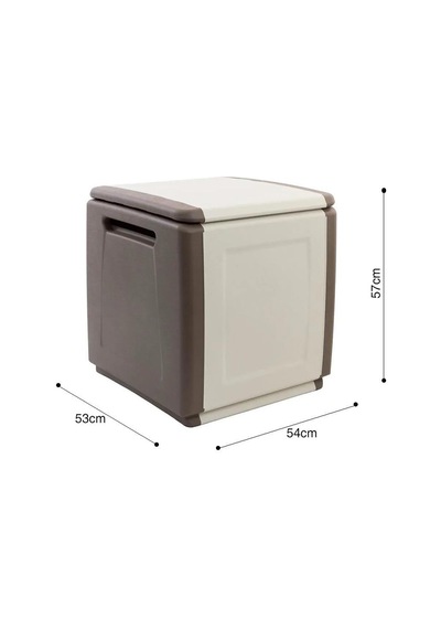Cube Kahve Fil Dişi 130 lt Plastik Depolama Sandığı Fil Dişi