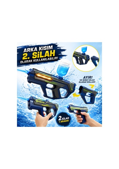 Modüler 2'si 1 Arada Şarjlı Su Tabancası 200 Ml Hazneli 25 Cm Mavi - 904696568