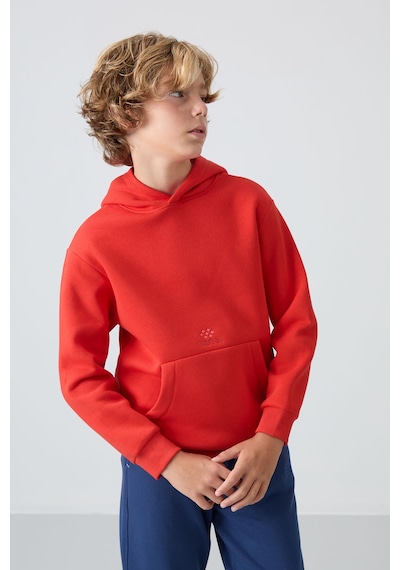 Tommylife Tommy Life Fiesta Pamuklu Kalın İçi Tüylü Yumuşak Dokulu Standart Fit Baskılı Erkek Çocuk Sweatshirt - 11215 Kırmızı