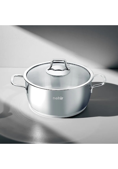 Nehir Silver 20 Cm Derin Tencere - Paslanmaz Çelik Tencere Gri