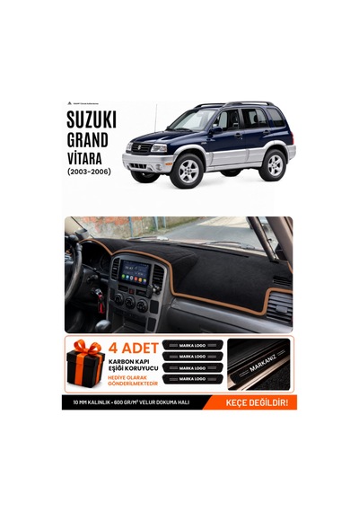 Suzukı Grand Vitara 2003-2006 Uyumlu Torpido Örtüsü, Torpido Kılıfı - Siyah Kahverengi