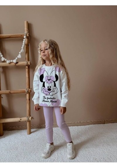 Miniko Kids Kız Çocuk Minnie Modelli Taytlı Takım Lila