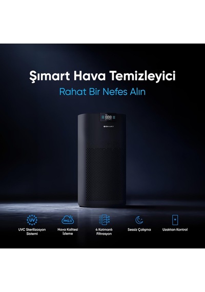 Şımart Akıllı Hava Temizleyici Pro, H13 Hepa, Uv Ve Hava Kalitesi Takibi Diğer