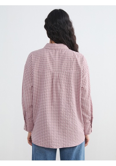 Lcw Modest Pembe Ekose Kadın Gömlek