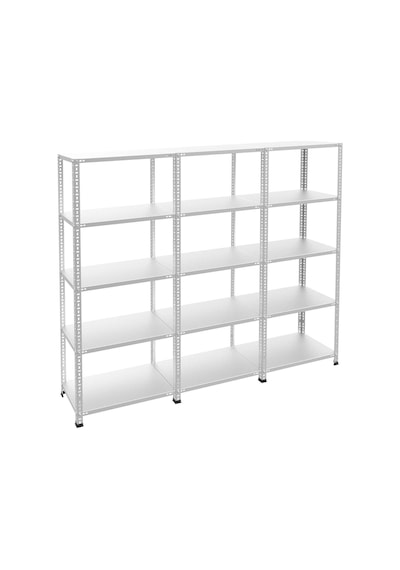 Raf Burada  5 Katlı 3'lü Galvaniz Çelik Raf - Depo, Arşiv, Kiler, Dosya, Market Rafı-31x60 cm-100 cm-0.70 mm