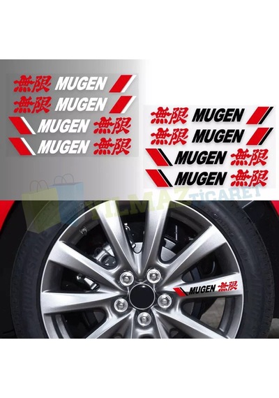Honda Mugen Logo Kapı Kolu Jant Ayna Oto Sticker Yapıştırma 4 Ad 13 Cm-Kırmızı Renkler Sabittir