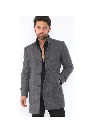 Plt8391 Dewberry Erkek Palto-desenli Gri