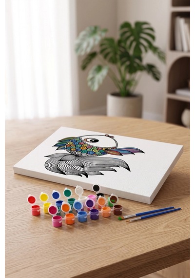 Balık Desenli Mandala Tuval Boyama Seti 40x50 Cm