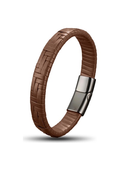 Moncuk Design Kahve Deri Örgü Ve Çelik Bileklik 33513b9d3 Çok Renkli