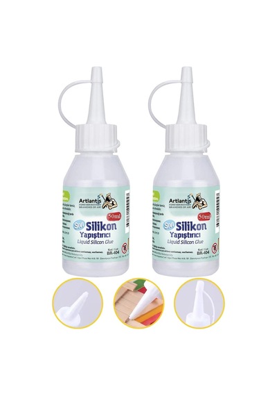 Sıvı Silikon Yapıştırıcı 50 Ml 2 Adet Brons Silikon Yapıştırıcı Sıvı 50 Gr Plastik Cam Mermer Kağıt Karton Tahta Köpük