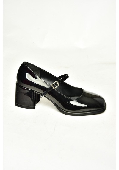 Fox Shoes U518422008 Siyah Rugan Kalın Topuklu Kadın Ayakkabı Siyah