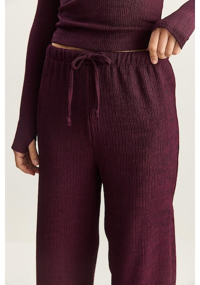 Shade Kadın Geniş Paça Krinkıl Örme Pantolon 4108 60283847 - Mürdüm