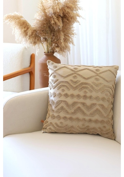 Bohem Özel Tasarım Punch Panç Desen Kare Dekoratif Kırlent Kılıfı 43x43 Cm Letta Natural Sku: Zeusb09sy2nl8z 50 x 50