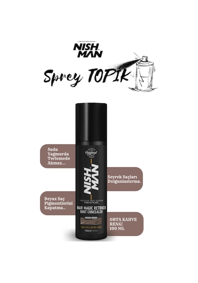 Root Touch Up Sprey / Saç Dolgunlaştırıcı Ve Seyrek Kapatıcı Sprey Topik/ Suda Yağmurda Akmaz 100 Ml