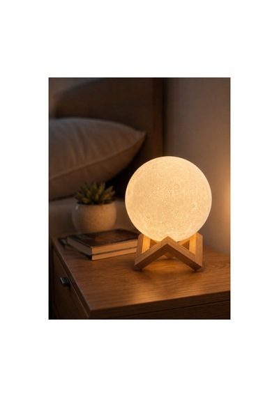 3d Ay Gece Lambası Ahşap Standlı Dekoratif Led Masa Lambası . 34975568