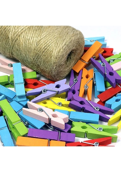 Dekoratif Ahşap Süs Mandalı, 3 Cm X 25 Adet - Çok Renkli 1+