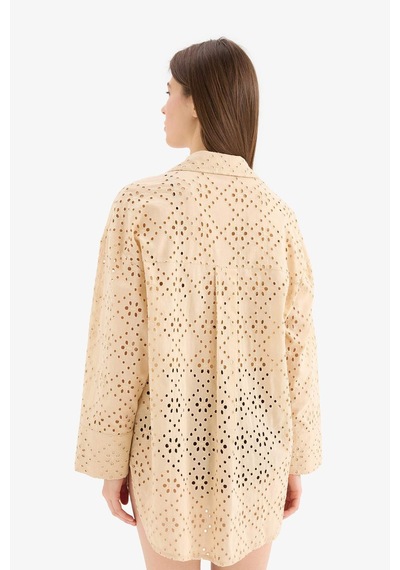 DeFacto 	Regular Fit Pamuklu Brode Plaj Gömleği-Fall in Love C0506AX25SMBG387