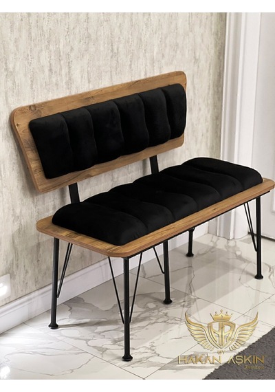 By Hakan Aşkın Metal Ayaklı Metal Alt Kasalı New Atlantik Wood 2025 Sırtlı Bench Bank Atlantik Siyah Baby Face