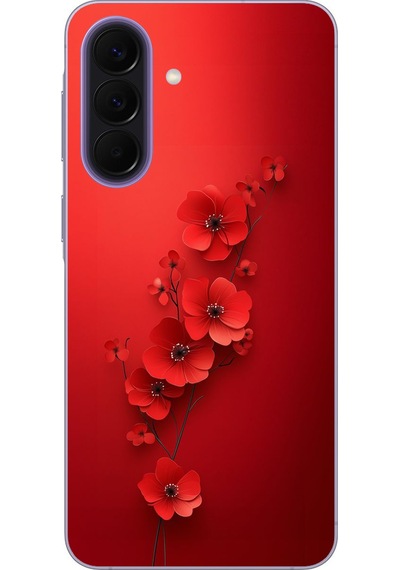 Samsung Galaxy A57 Uyumlu Kırmızı Kardelenler Baskılı Silikon Kılıf Renkli