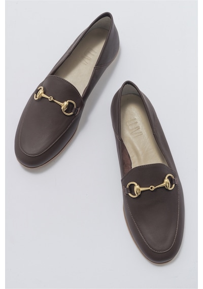 Luvishoes F03 Kahve Cilt Hakiki Deri Babet Kahverengi