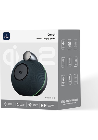 Wiwu Wi-g042 Qi2 Şarj Teknolojili 25w Kablosuz Şarj Standı Bluetooth Speaker Hoparlör Özellik Siyah