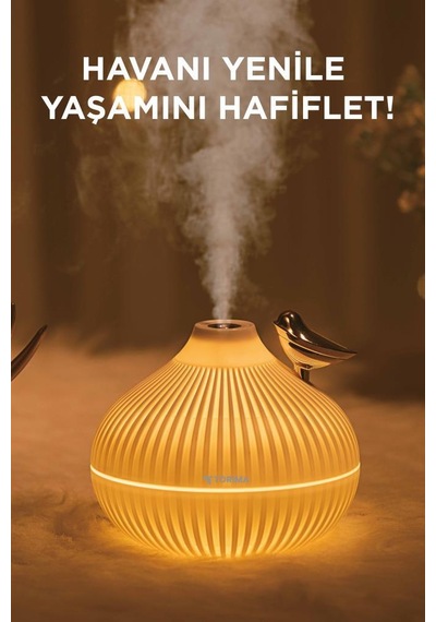 H12 Beyaz Ultrasonik Gece Lambalı Hava Nemlendirici Dekoratif Buhar Makinesi (İthalatçı Garantili)