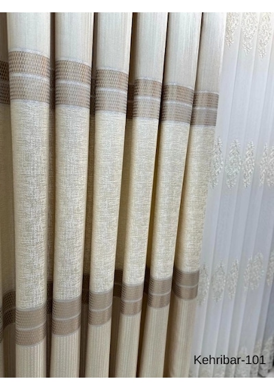 Nivemeshome Kehribar Ft614162 Krem V-101 1/3 Sık Pileli Fon Perde Apm Krem