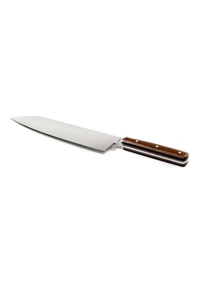 Özel Seri El Yapımı Profesyonel Yekpare Çelik Bilezikli Santoku Şef Bıçağı 33cm Kahverengi