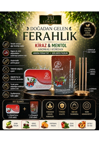 Mucize 2li Set 1 Metal 1 Refill Doypak 200x Kiraz-mentol Aromalı Kürdan