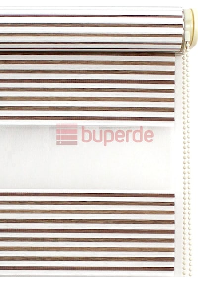 Buperde Kahverengi Beyaz Renkli Pilise Pliseli Zebra Stor Perde