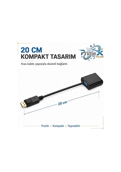 Lexroo Px-1320 Displayport To Vga Aktif Dönüştürücü, Dp Erkek To Vga Dişi Görüntü Çevirici Adaptör