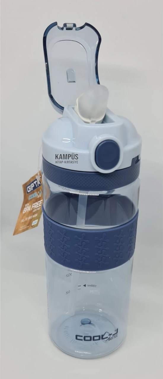 Cool-j 650ml Pipetli Kilitli Mavi K7570 Tritan Matara Turkuaz - Mavi