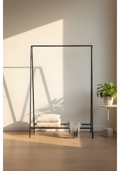 Oval Telli Siyah Butik Elbise Askılığı Konfeksiyon Askılık Siyah