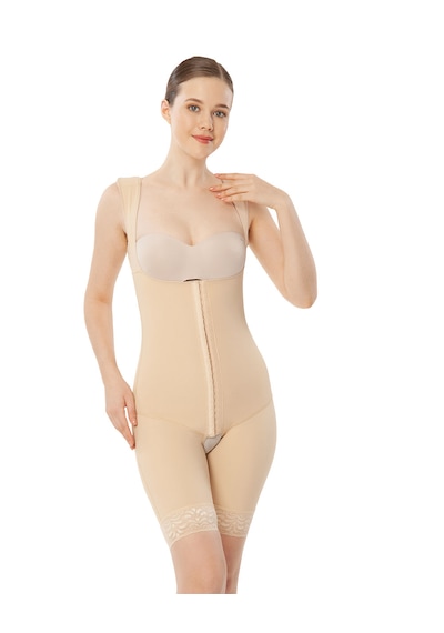 Variteks 218 Agraflı Göğüs Altı- Diz Üstü / Sırtı Kapalı Liposuction Korse Bej