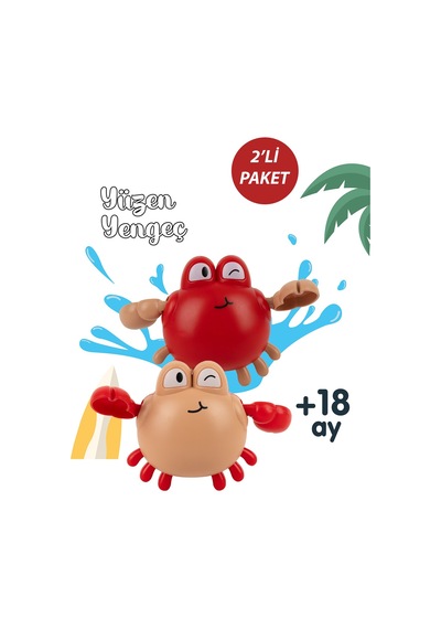 Yüzen Yengeç 2 Li Banyo Oyuncağı Bebek Küvet Su Oyuncağı 18 Ay+