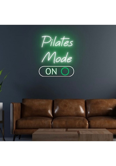 Pilates Mode On Yazılı Neon Tabela Yeşil