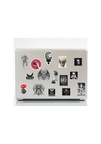 27 Adet Gothic Witcher Grunge Fairygrunge Sticker Seti Karanlık Estetik Çıkartma Laptop Telefon Defter Etiketi Siyah