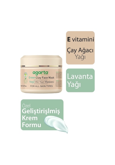 Agarta Doğal Yeşil Kil Yüz Maskesi 150ml 2 Li Set