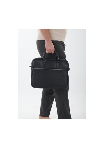 Erzeno Hakiki Deri Laptop & Evrak Çantası - Siyah Unisex İş Çantası Siyah - 761747751 Siyah