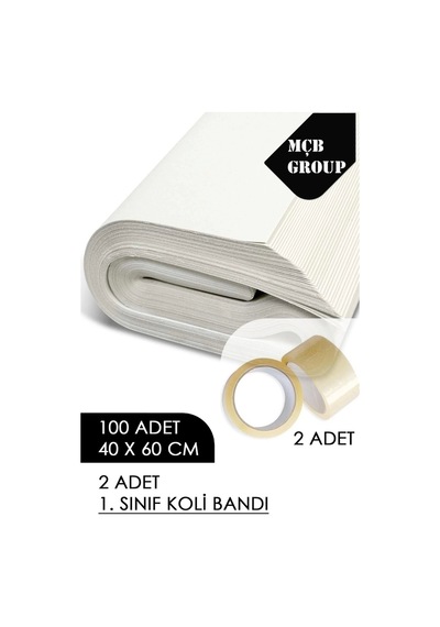 40x60cm Tabak Bardak Sarma Taşıma Taşınma Paketleme Kağıdı 100 Adet + 2 Adet Koli Bandı
